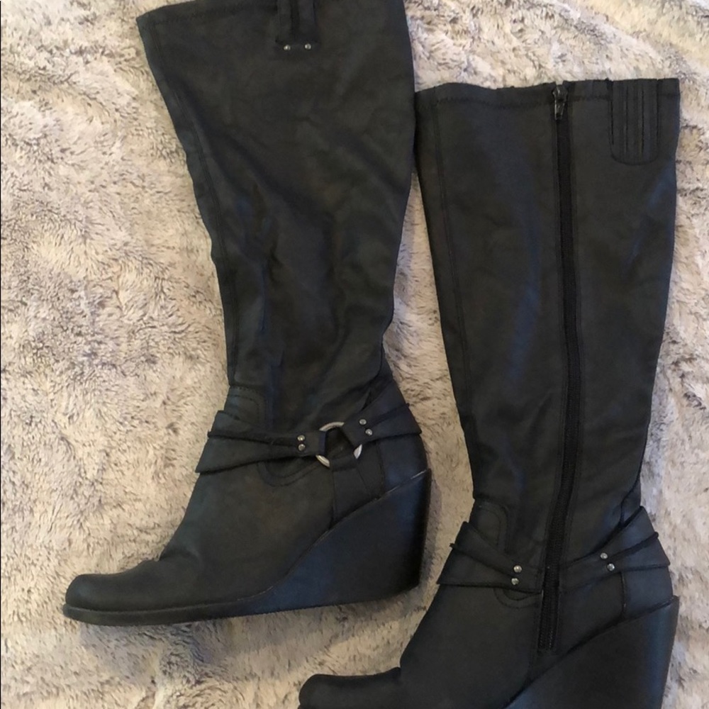 NIB black Aerosoles wedge knee high boots